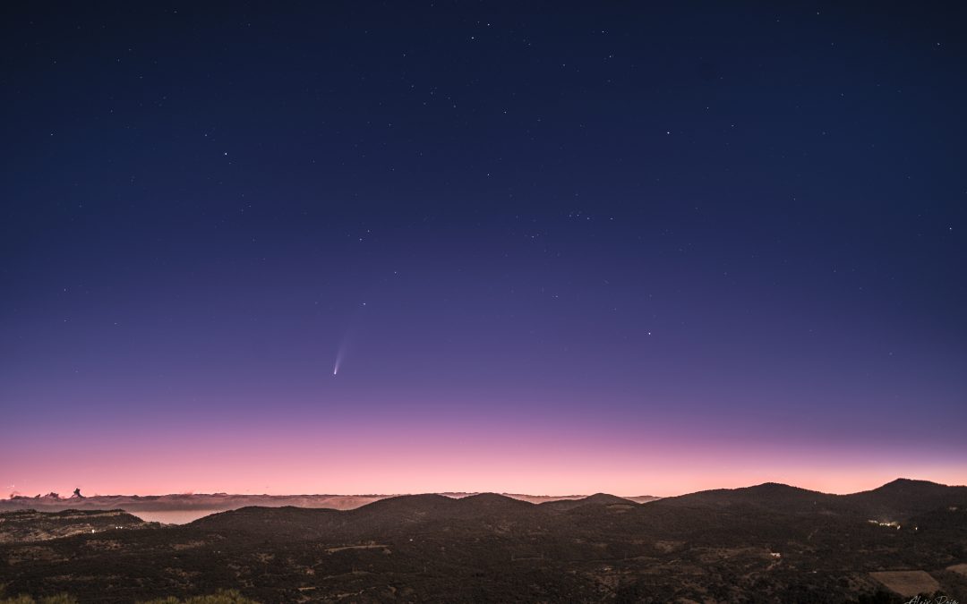 Comet C/2020 F3 Neowise over Muntanyes de Prades