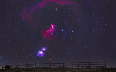 Orion’s Belt behind Pla de la Guàrdia widefield